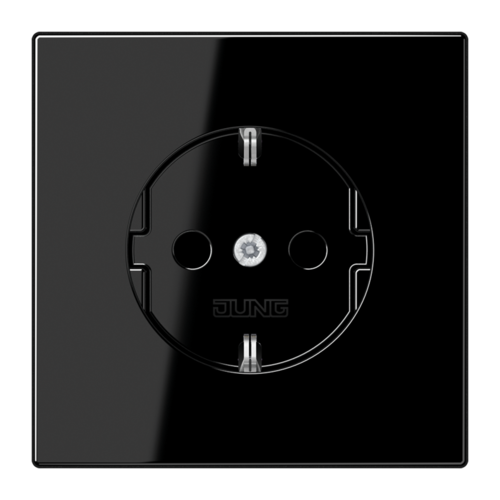 Розетка JUNG LS 990, скрытый монтаж, с заземлением, со шторками, черный