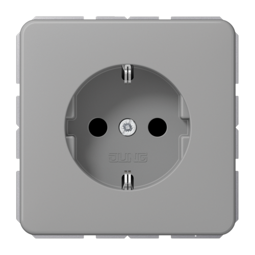 JUNG Серая Розетка штепсельная Schuko 16A 250V с защитой от детей, центральная плата
