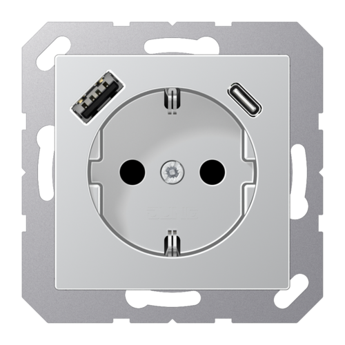 Розетка 2К+З 16А 250В~, с разъемом  USB Typ AC