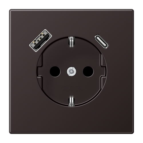 Розетка 2К+З 16А 250В~, с разъемом  USB Typ AC