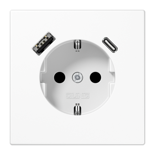 Розетка 2К+З 16А 250В~, с разъемом  USB Typ AC