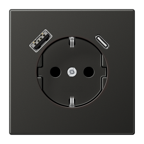 Розетка 2К+З 16А 250В~, с разъемом  USB Typ AC