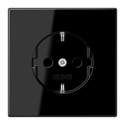 Розетка JUNG LS 990, скрытый монтаж, с заземлением, со шторками, черный