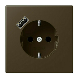 Розетка с USB Jung LS METAL, скрытый монтаж, с заземлением, античная латунь, ME1520-18AAT-L