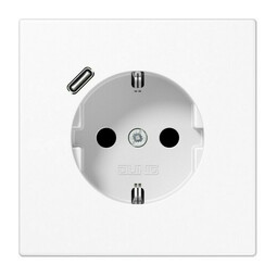 Розетка с USB Jung LS 990, скрытый монтаж, с заземлением, белый, LS1520-18CWW