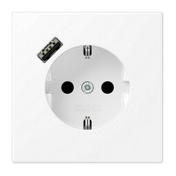 Розетка с USB Jung LS 990, скрытый монтаж, с заземлением, белый матовый, LS1520-18AWWM